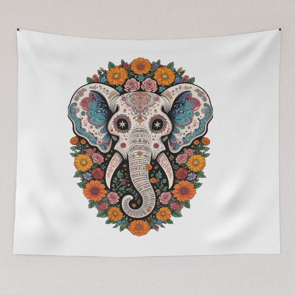 Item preview, Boho Elephant Mandala with colorful flowers designed and sold by WonderPiks.