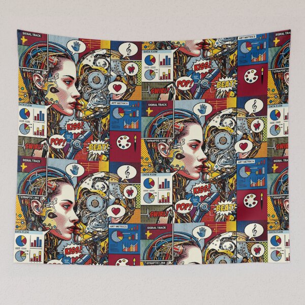 Item preview, Pop art graphic woman portrait robot colorful festival designed and sold by G-M-Designs.
