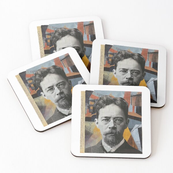 Item preview, Anton Chekhov – Literary Collage Portrait Art Print | Russian Short Story Theatre Poster designed and sold by OzzFrequency.