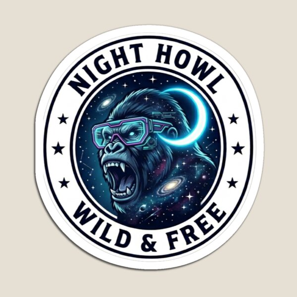 Item preview, Night Howl Wild and Free Moon Gorilla Space Emblem designed and sold by JeevanStickers.
