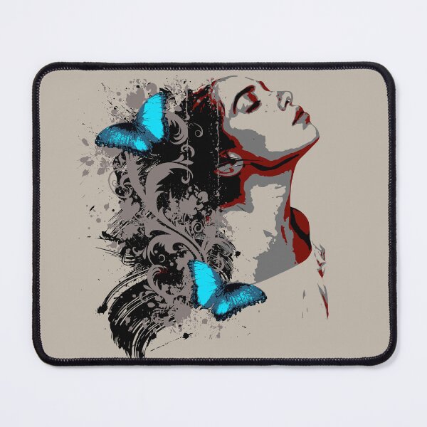 Item preview, Floral Profile and Blue Butterflies - Ornamental Graffiti Vector Garden designed and sold by Pics'Elle Creations.