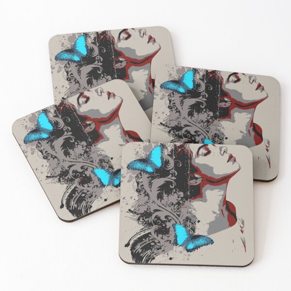 Item preview, Floral Profile and Blue Butterflies - Ornamental Graffiti Vector Garden designed and sold by Pics'Elle Creations.