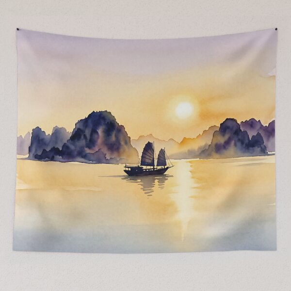 Item preview, Ha Long Bay Sunset — Watercolour Style designed and sold by InkAndLatitude.