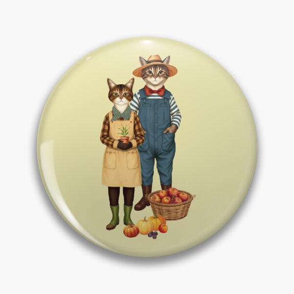 Item preview, Anthropomorphic Cat Gardener Duo | Gift for Gardening Lover designed and sold by UnhingedBird.