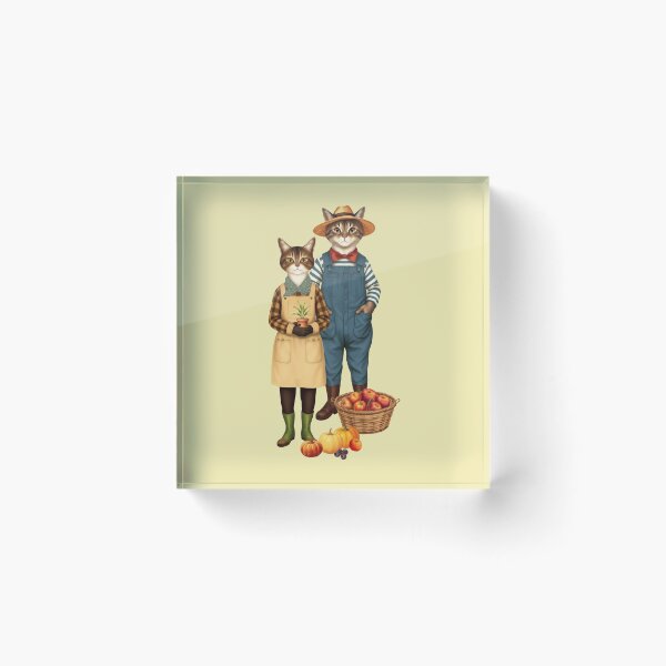 Item preview, Anthropomorphic Cat Gardener Duo | Gift for Gardening Lover designed and sold by UnhingedBird.