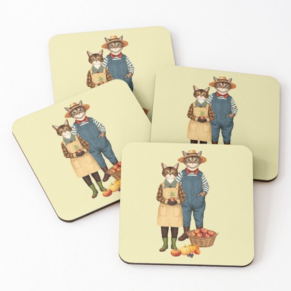 Item preview, Anthropomorphic Cat Gardener Duo | Gift for Gardening Lover designed and sold by UnhingedBird.
