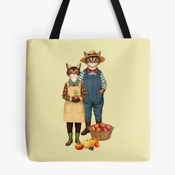 Item preview, Anthropomorphic Cat Gardener Duo | Gift for Gardening Lover designed and sold by UnhingedBird.