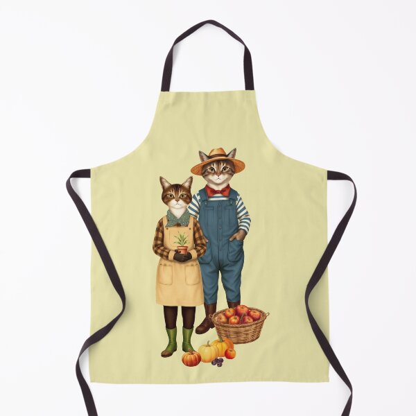 Item preview, Anthropomorphic Cat Gardener Duo | Gift for Gardening Lover designed and sold by UnhingedBird.