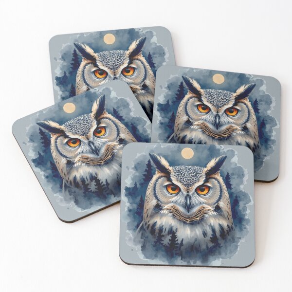 Item preview, Mystical Owl Watercolor Art | Dark Forest Moon Owl | Celestial Night Bird Gothic Design designed and sold by Biedroneczka.