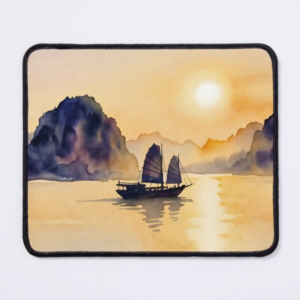 Item preview, Ha Long Bay Sunset — Watercolour Style Portrait designed and sold by InkAndLatitude.