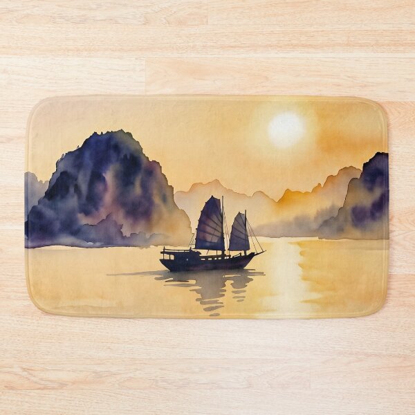 Item preview, Ha Long Bay Sunset — Watercolour Style Portrait designed and sold by InkAndLatitude.