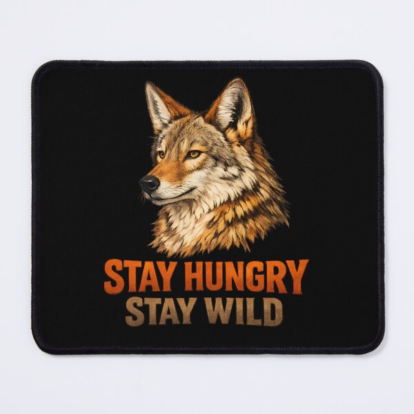 Item preview, Stay Hungry Stay Wild – Motivational Coyote T-Shirt Design designed and sold by MattyManiac.
