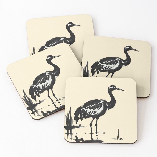 Item preview, a solitary crane standing in shallow water designed and sold by 123ks.