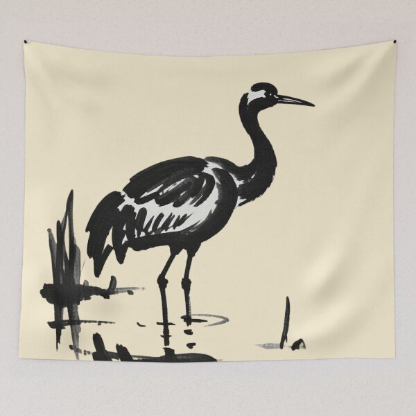 Item preview, a solitary crane standing in shallow water designed and sold by 123ks.