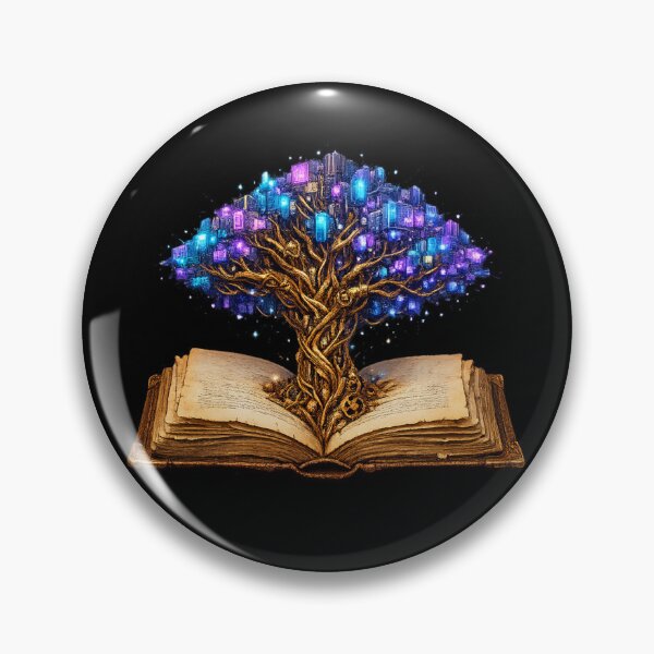 Item preview, Magic Book Tree of Knowledge — Surreal Fantasy Neon City Illustration designed and sold by ArtoryWorks.