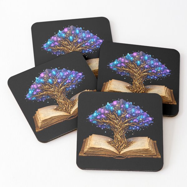 Item preview, Magic Book Tree of Knowledge — Surreal Fantasy Neon City Illustration designed and sold by ArtoryWorks.