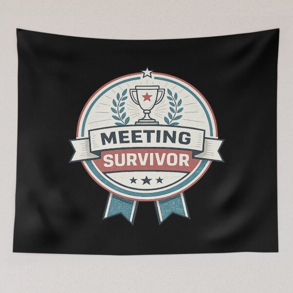 Item preview, Meeting Survivor – Funny Office Award Humor Badge Design designed and sold by MartBook.
