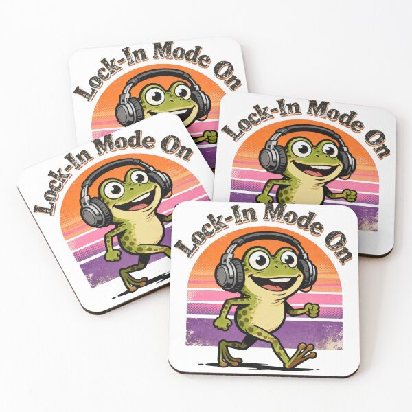 Item preview, Funny Retro Frog Headphones Lock In Mode On Vintage designed and sold by  Bold Border Studio..