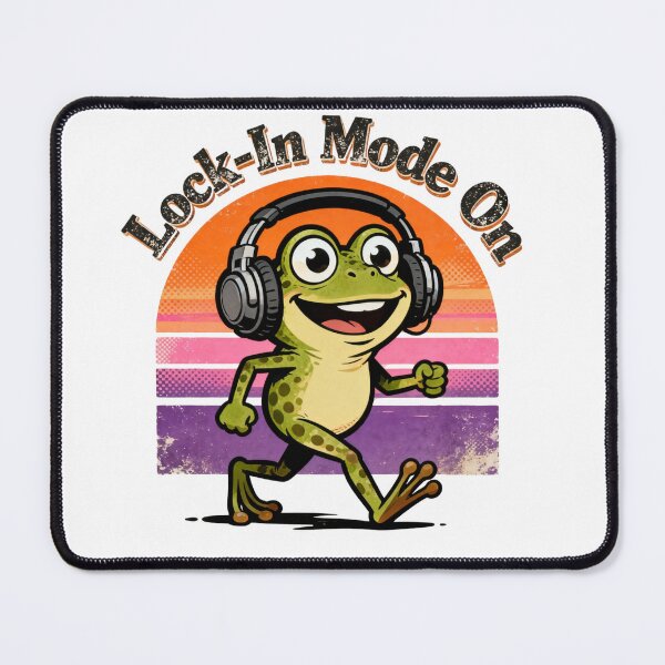 Item preview, Funny Retro Frog Headphones Lock In Mode On Vintage designed and sold by  Bold Border Studio..