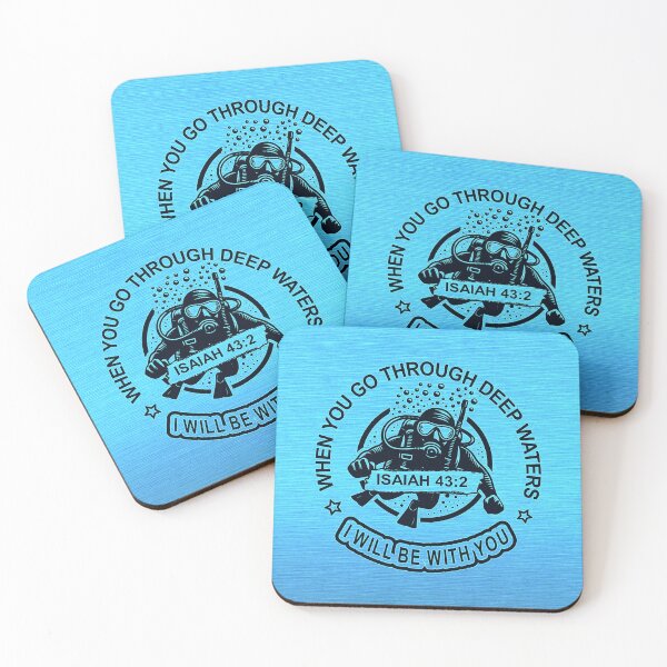 Item preview, When You Go Through Deep Waters Isaiah 43:2 Christian Scuba Diver Circular Typography Design | teal & black designed and sold by ZechJohnRB.