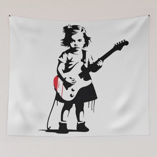 Item preview, Banksy - a small girl holding an electric guitar designed and sold by 123ks.