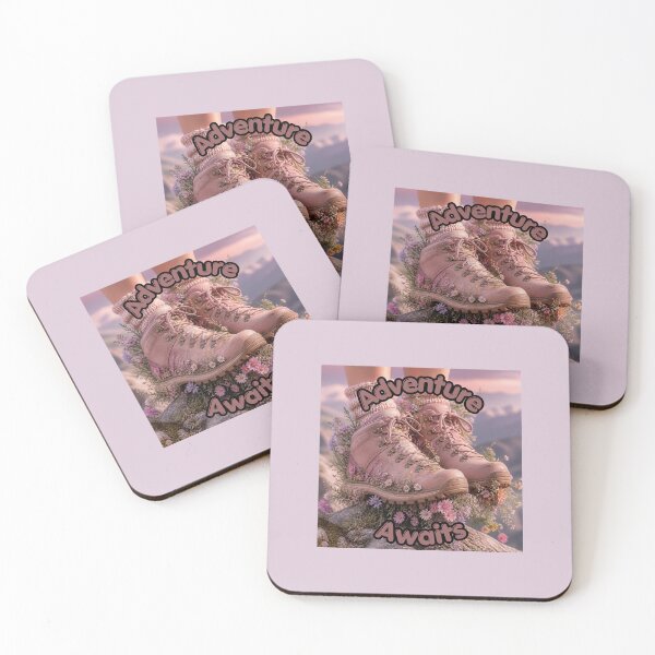 Item preview, Adventure Awaits Pink Hiking Boots Wildflower Sticker  designed and sold by plantsinnature.