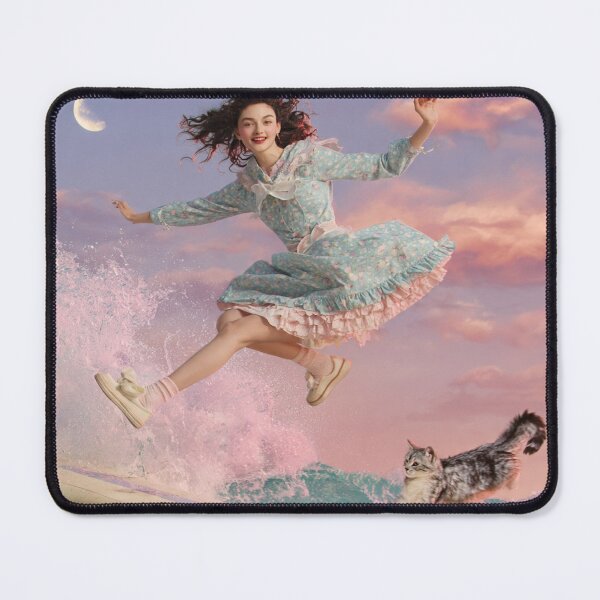 Item preview, Dreamcore Girl Surfing With Cat Moon designed and sold by Moody Vibes Studio.