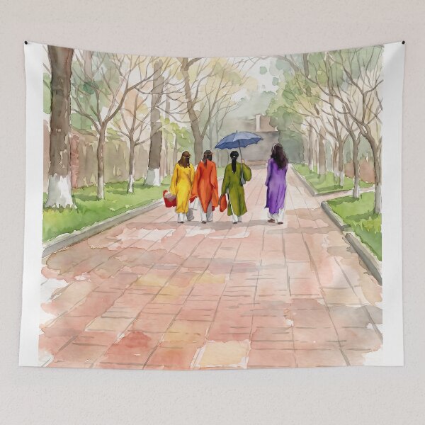 Item preview, Hue Imperial City Ao Dai — Watercolour Style Portrait designed and sold by InkAndLatitude.