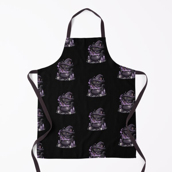 Item preview, Black Cat Stirring Cauldron – Bold Witchy Cartoon Purple and Black Illustration designed and sold by OnPointOutfits.