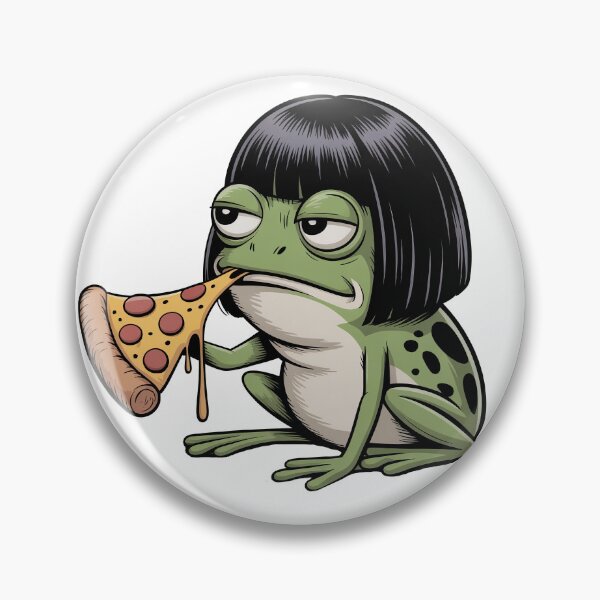 Item preview, Cool Frog Bob Haircut with Pizza designed and sold by J-Style-Design.