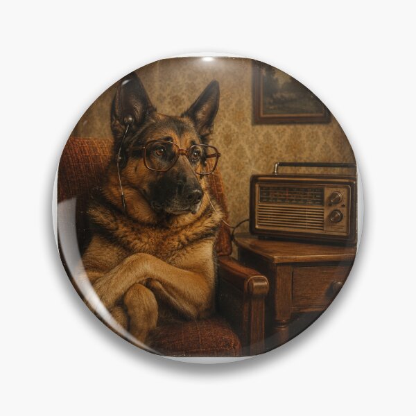 Item preview, Vintage German Shepherd Listening To Radio Shirt, Retro 1970s Dog Portrait, Old School Radio Aesthetic Tee designed and sold by HOUSE OF TIST.