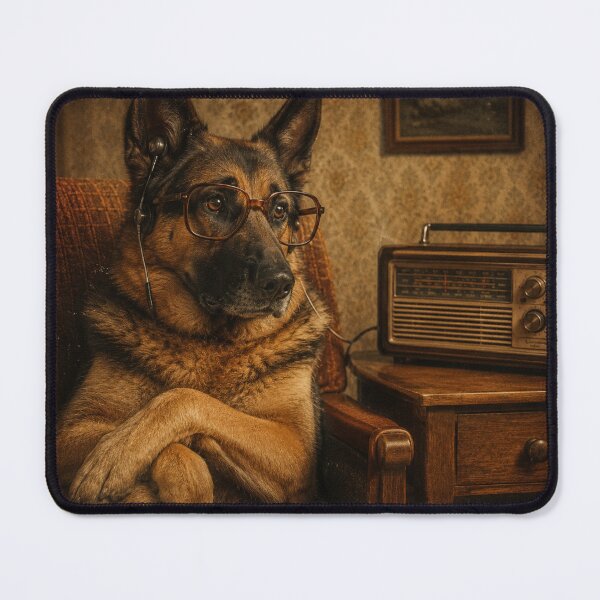 Item preview, Vintage German Shepherd Listening To Radio Shirt, Retro 1970s Dog Portrait, Old School Radio Aesthetic Tee designed and sold by HOUSE OF TIST.