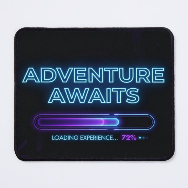 Item preview, Retro Gamer Loading Bar- Adventure Awaits Neon Blue designed and sold by deadstudio.