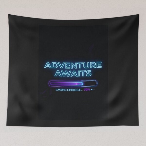 Item preview, Retro Gamer Loading Bar- Adventure Awaits Neon Blue designed and sold by deadstudio.