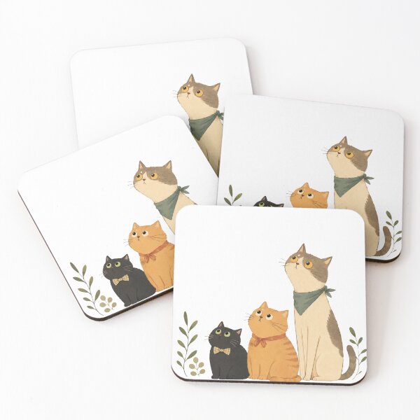 Aperçu de l'œuvre Forever Loving Trio Cute Cats Aesthetic Illustration créée et vendue par PeplumiArt.
