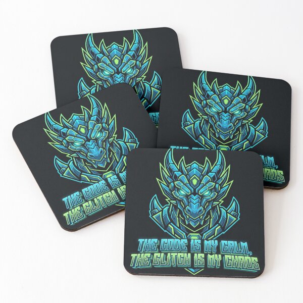 Item preview, Cyber Dragon Glitch Art - The Code is my Calm Tech Quote  designed and sold by deadstudio.
