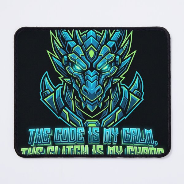 Item preview, Cyber Dragon Glitch Art - The Code is my Calm Tech Quote  designed and sold by deadstudio.