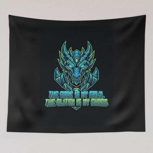 Item preview, Cyber Dragon Glitch Art - The Code is my Calm Tech Quote  designed and sold by deadstudio.