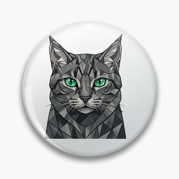 Item preview, Geometric Gray Cat with Emerald Eyes designed and sold by ziblod.