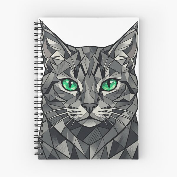 Item preview, Geometric Gray Cat with Emerald Eyes designed and sold by ziblod.