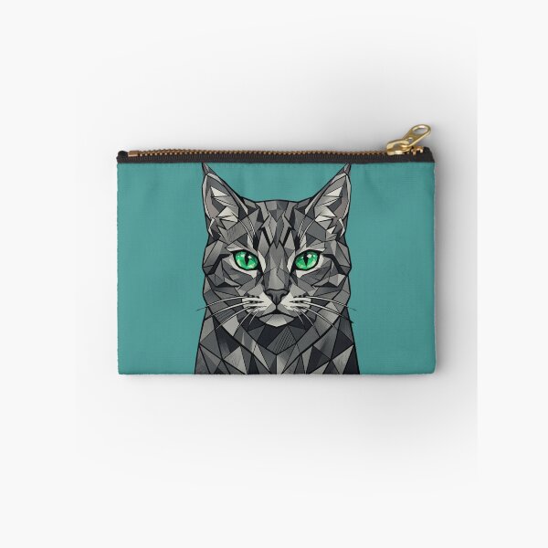 Item preview, Geometric Gray Cat with Emerald Eyes designed and sold by ziblod.