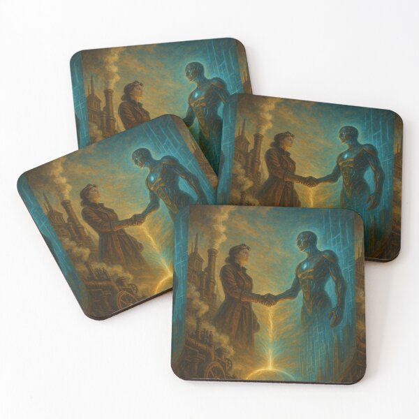 Item preview, Bridge of Eras – Steampunk Human Meets Futuristic AI designed and sold by OrbitOfMind.