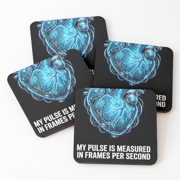 Item preview, Gamer Heart FPS Quote - Neon Blue Cybernetic Anatomy designed and sold by deadstudio.