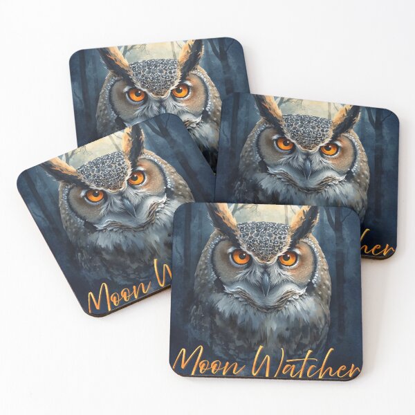 Item preview, Moon Watcher Owl | Mystical Watercolor Owl | Dark Forest Celestial Night Design designed and sold by Biedroneczka.