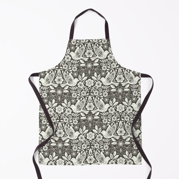 Item preview, Folk art silhouettes of flowers and birds in gray and off-white designed and sold by Jennifer Ladd.