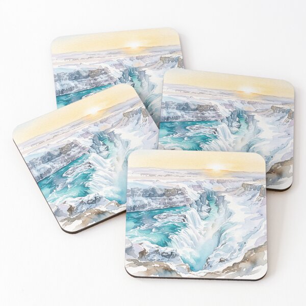 Item preview, Gullfoss Waterfall, Iceland — Watercolour Style designed and sold by InkAndLatitude.