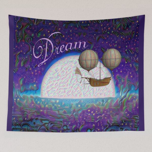 Item preview, Halcyon Dreams | Steampunk Dirigible Airship - Whimsical Fantasy Full Moon over Ocean Wall Decor designed and sold by Lainey1978.
