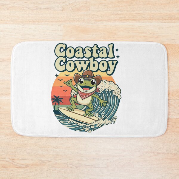 Item preview, unny Retro Coastal Cowboy Frog Surfing Vintage designed and sold by  Bold Border Studio..