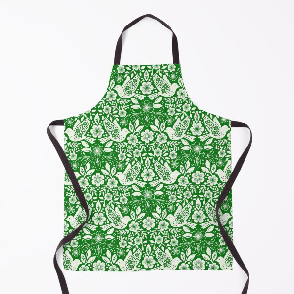 Item preview, Folk art silhouettes of flowers and birds in green designed and sold by Jennifer Ladd.