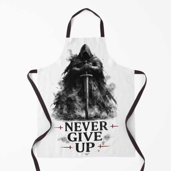 Item preview, Never Give Up – Dark Warrior Motivation Design designed and sold by MarketWolf.
